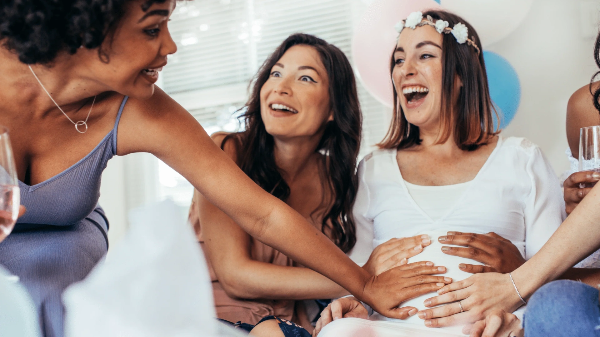 Friends celebrating at a baby shower